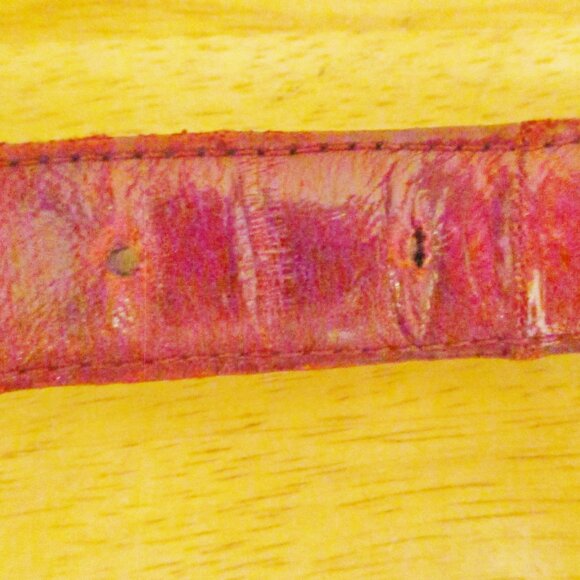 Vintage Women's Genuine Eel Skin Belt, Dark Red, Gold Buckle, Size 32 - Picture 7 of 9